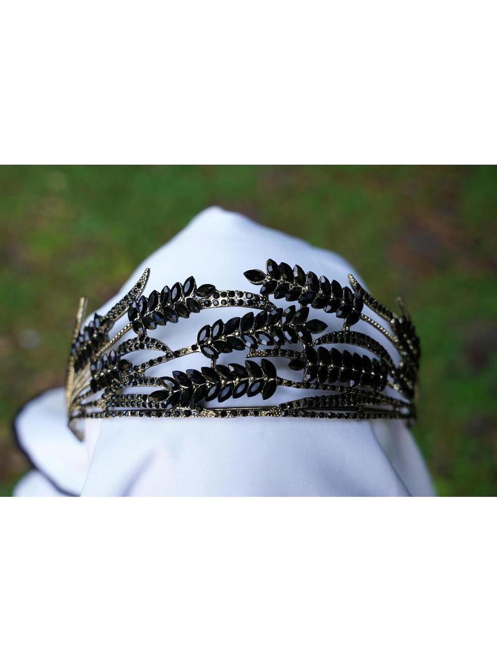 Greek leaf Tiara Goth Black Crown Birthday Wedding Gift Diadem toga party Zeus